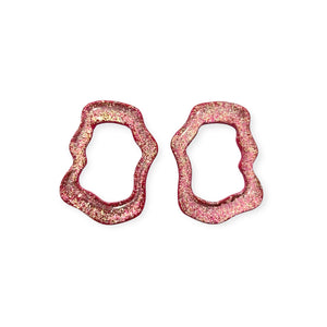 Mirror Earrings - Pink Glitter