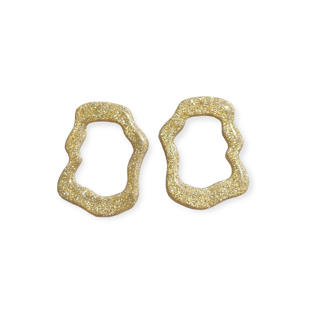 Mirror Earrings - Gold Glitter